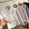 Mesmo estilo que LU! Versão atualizada~26 jaqueta curta de fleece outonal com gola alta, corte justo, zíper, para mulheres, cardigã quente e que valoriza a cintura