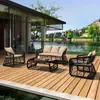 Mueble de exterior de ratán para ocio, sofá silla, patio, impermeable y a prueba de sol, sofá de ratán para balcón exterior, juego de muebles con mesa de café