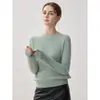 Nuevo suéter de punto de cuello redondo de cachemira pura para otoño e invierno para mujer, camiseta básica versátil de corte ajustado