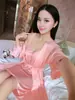 Pijama de Seda Gelada de Verão Conjunto de Duas Peças Tamanho Grande Para Gordinhos Camisola Sexy Solta de Renda