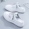 Zapatos Blancos Zapatos de Mujer Atuendo de Verano Sin Tacón Sandalias de Moda y Chanclas