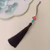 Guanshan Yue 12CM Borla Trébol de Cuatro Hojas Fu Zi Suzi Turquesa Imitación Abanico Colgante para Oreja Hanfu Cheongsam Bolsita Joyería