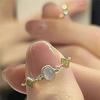 Anillo Simple Artístico Retro Azul Aguamarina para Mujer Exquisito Pequeño Nuevo Estilo Chino Elegante Anillo Abierto Nueva Moda 2024