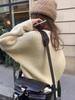 Suéter de Punto de Manga Larga con Cuello Redondo de Color Sólido Puro Otoño e Invierno para Mujer Estilo Coreano Estilo Lazy Ins Tejido de Lana Ec*E