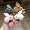 Anillo de pelo de conejo con forma de bola de pelo de estilo coreano, cuerda para el pelo para niños, cuerda de felpa de dibujos animados, banda de goma para mujer, pinza para el pelo, accesorios para la cabeza