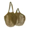 Bolsa de malla hueca multicolor transfronteriza, bolso tejido con cuerda de algodón, bolsa ecológica para almacenamiento de frutas y verduras, bolsa de malla de algodón para la compra