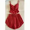 Pijama de Algodón Modal para Mujer, Verano con Almohadillas en el Pecho, Conjunto de Dos Piezas con Pantalones Cortos Sexy, Nuevo Estilo Puro Deseo Ropa de Casa