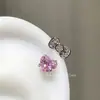 Joyería de Stud para Hélice de Hueso de Oreja con Lazo KT Incrustado de Diamantes estilo Xiaohongshu, nuevo y moderno clip de Hélice de Hueso de Oreja Dulce con Rosca al por Mayor