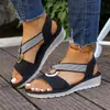 Sandalias Boca de Pez para Mujer Hebilla Metálica Transfronteriza Decoración de Comercio Exterior Cuerda de Cáñamo Sandalias de Cuña para Mujer Tallas Grandes