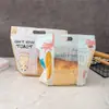 Bolsa para pan de molde auto-sellante portátil 450g ventana transparente bolsa para pan de leche pura cepillada boca con cremallera bolsa para alimentos para hornear