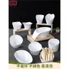 A8 Melamina Branca Panela Quente Churrascaria Tigela de Alface Imitação de Porcelana Tigela Inclinada Criativa Tigela de Salada Criativa de Plástico Recipiente para Temperos