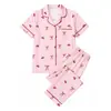 Europa Transfronteriza Comercio Exterior temu202... Pijama de Verano para Mujer con Mangas Cortas y Pantalón Largo Estampado Ropa de Casa Venta Directa de Fábrica Venta al por Mayor