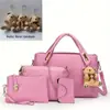 Bolso Transfronterizo para Mujer 2024 Bolso de Mano Informal Nuevo Juego de Cuatro Piezas Bolso de Madre Bolso Cruzado al Hombro de Oso