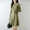 Vestido de Punto Otoño/Invierno 2026 para Mujer, Elegante Vestido Suéter Redondo Delgado por Encima de la Rodilla, Vestido Base para Mujer
