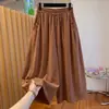 Calça-saia branca de algodão e linho plus size para mulheres, estilo fino de verão, cintura elástica, corte solto, modelagem que emagrece, comprimento três quartos, calça casual