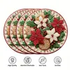 Manteles Redondos Navideños Florales Rojos, Manteles de Mesa Resistentes al Agua y al Aceite, Posavasos Resistentes al Calor y Anti-quemaduras, Personalizables con tu Propio Diseño
