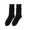 [Dropshipping] Calcetines de media pantorrilla para mujer con ribete de encaje, adecuados para primavera, otoño y verano, con un diseño fino y transpirable con bordes rizados
