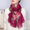 Lenço de Seda Elegante e Atmosférico de Peônia, Macio e Confortável, Lenço de Algodão e Linho Fio de Bali, Elegante e Maternal, Xale Quente de Estilo Étnico