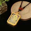 Collar Thangka Joyería Decoración Unisex Metal Al por Mayor Tradicional Nuevo Tíbet Dorado Patrón Pintado a Mano por un Lado