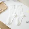 Meias Lisas Simples Sem Costura Meias para Gestante Femininas Meia-Calça de Meio Cano para Primavera e Outono Estudante Elástica Versátil Meias Longas Largas