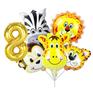 Nuevo paquete de globos de animales de la jungla de dibujos animados de 32 pulgadas, dorado, decoración para fiesta de cumpleaños, globo de película de aluminio