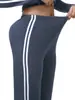 Conjunto de Duas Peças de Jaqueta Longa com Zíper Colorida Contrastante Preto e Branco Elástica Slim Fit Roupa Esportiva ao Ar Livre para Yoga Conjunto de Yoga Feminino