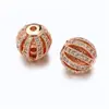Moda Criativa Transfronteiriça 10mm Cobre Incrustado Zircônia Oco Quatro Cores Redondo Contas Soltas Acessórios Acessórios para Pulseira Venda Direta da Fábrica