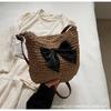 Bolso Cubo Tejido con Lazo Estilo Coreano para Mujer 2024 Nuevo Lanzamiento Popular Bolso Cruzado Popular Bolso de Mano de Nicho Estilo Occidental
