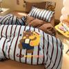 Juego de Cama de Algodón 100% Puro Cepillado Otoño e Invierno Juego de Cuatro Piezas Funda de Edredón Individual Bordada de Algodón 100% Juego de Tres Piezas para Dormitorio