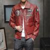 Chaqueta de cuero sintético con bordado de solapa para hombre, ropa de motociclista, primavera y otoño, moda informal, venta al por mayor, 2022