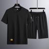 Traje casual de verano para hombre, pantalones cortos de manga corta, traje deportivo de dos piezas con cuello redondo, ropa holgada para hombre