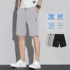 Pantalones Cortos de Seda de Hielo Liangpin para Hombre Verano Estilo Coreano Talla Grande Comercio Exterior Transfronterizo Procesamiento Personalizado Etiqueta Negra Pantalones de 5 Puntos