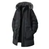 Abrigo de Algodón de Gran Tamaño Transfronterizo para Hombre en Invierno Estilo Nuevo Cuello de Piel Desmontable Gorro Holgado Engrosado Cálido de Longitud Media Chaqueta de Algodón para Hombre