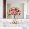 Nordic Ins Light Luxury Living Room Flor-arranjando Mesa de jantar simples Metal Vaso de vidro Model Room Candlestick Decoração Flor