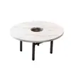Restaurante de Hot Pot Famoso na Internet, Mesa com Fogão Elétrico Integrado, Fogão a Gás de Mármore Sintético, Conjunto de Mesa e Cadeiras para Hot Pot Comercial