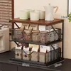 Estante de almacenamiento de escritorio para sala de estar, estante de almacenamiento tipo cajón para cafetera, caja de almacenamiento multicapa para snacks y tazas para cocina