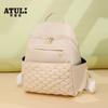 Mochila de Color Sólido con Puntada Romboidal y Remaches, Moda 2025, Textura Estilo Coreano, Gran Capacidad, Mochila Sencilla para Mujer