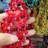 6mm 8mm Furo Transversal Cristal de Morango Cristal Multifacetado Contas Soltas DIY Pulseira Feita à Mão Acessórios de Joias para Pendurar no Carro Contas