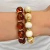 Pulsera cuadrada de acrílico con degradado macaron estilo INS, pulsera de resina con patrón de mármol vintage y cuentas doradas, venta al por mayor de joyería