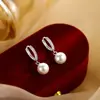 Aretes de perlas de plata de ley S925, aretes retro, aretes de diseño simple y nicho, venta al por mayor