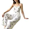 2026 Novo Conjunto de Duas Peças Camisola e Calça para Casa Estampado Confortável Pijama Feminino Roupa de Casa Conjunto Casual de Duas Peças