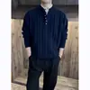 Suéter de Punto Trenzado Cuello Henley para Hombre Otoño Invierno Estilo Old Money Casual de Punto de Alta Gama Chaqueta