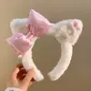 Grampo de Cabelo Desenho Animado Fofo Laço Doce Cool Estampa de Leopardo Orelhas de Gatinho Aro de Cabelo de Pelúcia Faixa para Lavar o Rosto Feminino Outono e Inverno