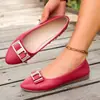 Cross2026 Otoño Nueva Llegada Punta Fina Moda Boca Baja Tacón Bajo Zapatos de Salón Mujer Hebilla de Metal con Pedrería Fondo Plano Zapatos de Salón Mujer