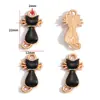 Accesorios para Joyería de Aleación con Goteo de Aceite Hechos a Mano Colgante de Gato Gatito Blanco y Negro Pulsera Collar Pendientes Colgante W478