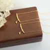 Nova corrente com pingente de bambu estilo chinês aço titânio dourado 18k estilo Hong Kong retrô personalidade versátil joias de temperamento de menina doce atacado