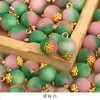Nuevos Botones Qipao Estilo Chino, Jade de Imitación, Colgantes de Flor Dorada Fluyente Coloridos, Botones de Perlas Redondas, Decoraciones Hechas a Mano para Trajes Hanfu y Tang