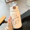 Caneca bonito menina com palha de alto valor portátil simples Copa estudante menina ins Vento 304 aço inoxidável