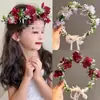 Coroa de Flores Rosa Fada Headpiece Faixa de Cabeça Estilo Mori Menina Adulta Flores Artificiais Faixa de Cabeça Acessórios de Cabelo Flor na Cabeça Adereços para Fotos