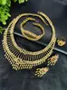 Conjunto de Colar Brincos Anel Pulseira Banhado a Ouro 24K Oriente Médio Dubai Índia Nigéria Conjunto de corrente para noiva